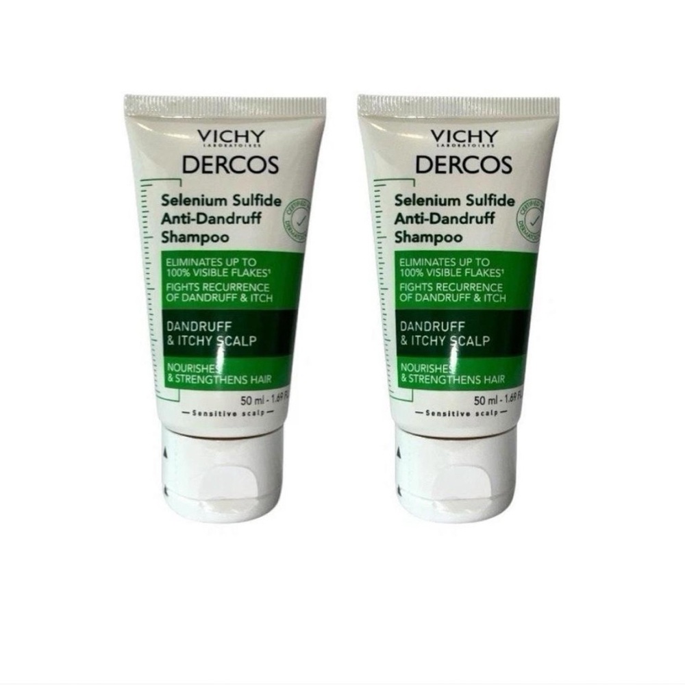 Vichy Dercos Anti-Dandruff Selenium Sulfide Shampoo Travel Size - 2 Pack